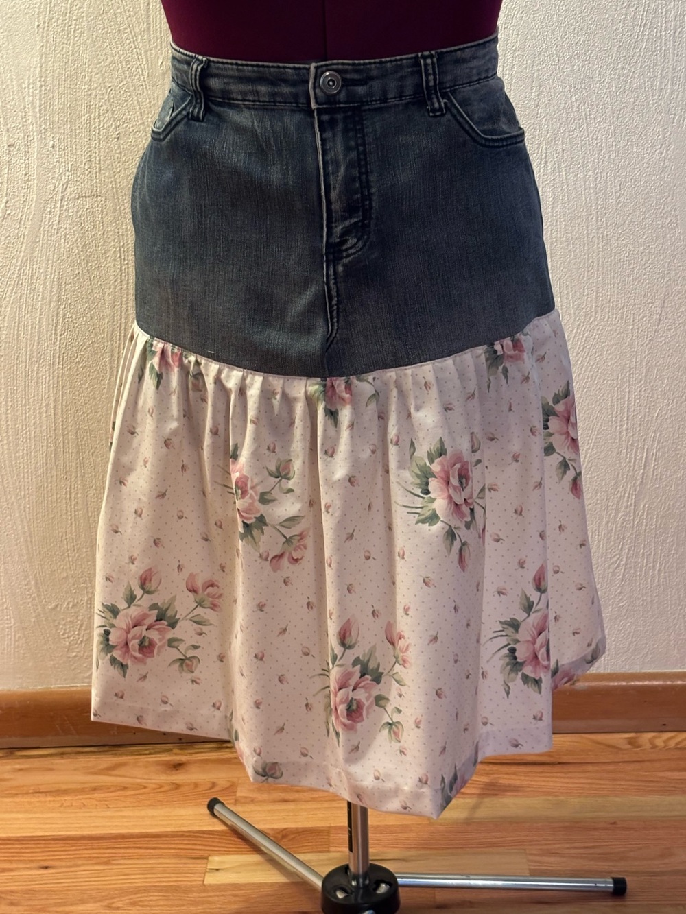 Apron: handcrafted denim and floral waist work apron